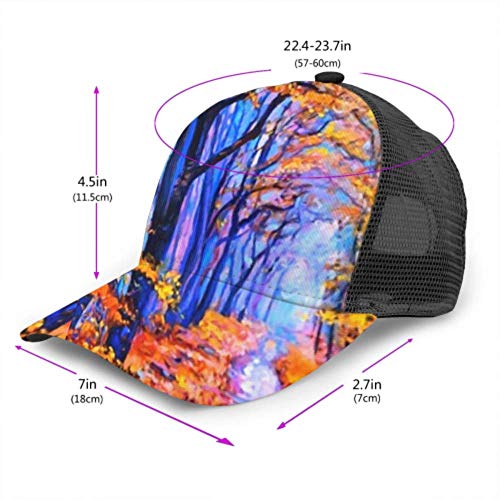 Gorra de béisbol Hombres Mujeres, Pintura al óleo Original sobre Lienzo Lavanda Ajustable Trucker Mesh Summer Vented Baseball Sun Cap Sombrero Sombrero Lavadora para Gorras de béisbol