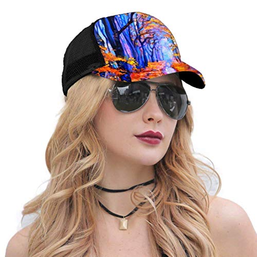 Gorra de béisbol Hombres Mujeres, Pintura al óleo Original sobre Lienzo Lavanda Ajustable Trucker Mesh Summer Vented Baseball Sun Cap Sombrero Sombrero Lavadora para Gorras de béisbol