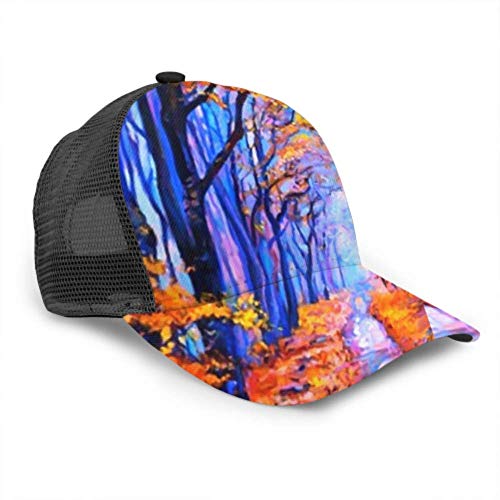 Gorra de béisbol Hombres Mujeres, Pintura al óleo Original sobre Lienzo Lavanda Ajustable Trucker Mesh Summer Vented Baseball Sun Cap Sombrero Sombrero Lavadora para Gorras de béisbol