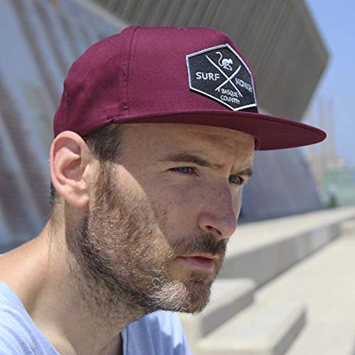 Gorra Full Patch Snapback - Surf Monkey - Gorra de béisbol para Hombre - Talla única - Cierre ajustable Snapback - Visera Plana - 100% algodón - Diseño 5 paneles - Envío Gratis 24/48h (Granate)