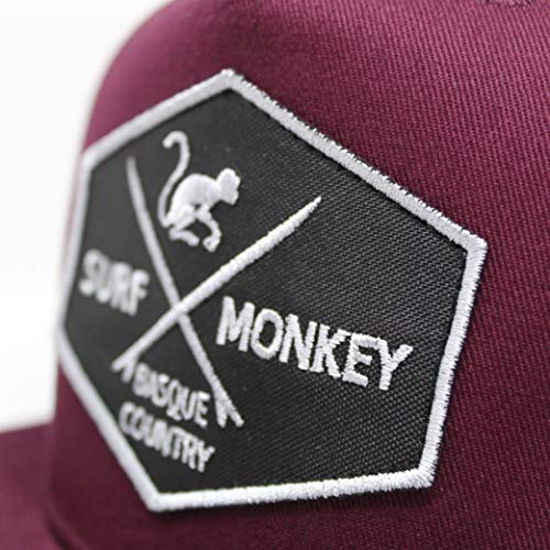 Gorra Full Patch Snapback - Surf Monkey - Gorra de béisbol para Hombre - Talla única - Cierre ajustable Snapback - Visera Plana - 100% algodón - Diseño 5 paneles - Envío Gratis 24/48h (Granate)