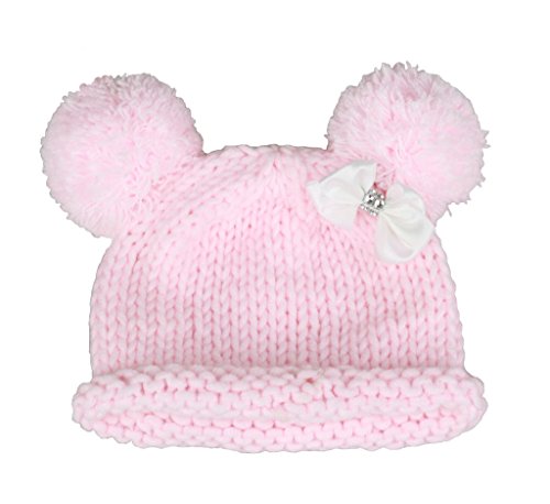 Gorro de croché para bebé con pompón, de la marca Bestknit Rosa rosa S