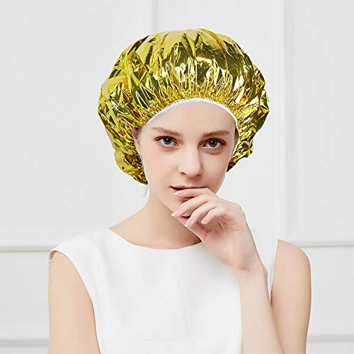 Gorro de Ducha Aluminio, ZoneYan 10Pcs Aluminio Gorro de Baño Elástico, Gorro de Papel de Aluminio, para Acondicionamiento Profundo|Colorear el Cabello|Ducha|Sauna|Spa|Doméstico (Plata+Oro)