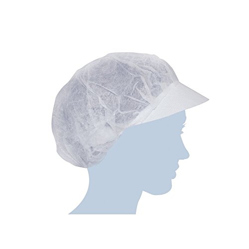 Gorros Retina Blancos Desechables TNT con Visor - 100 Piezas - Auriculares blancos Cabeza y cubierta de pelo - Para restaurantes, cocinas, supermercados - Máxima higiene y seguridad