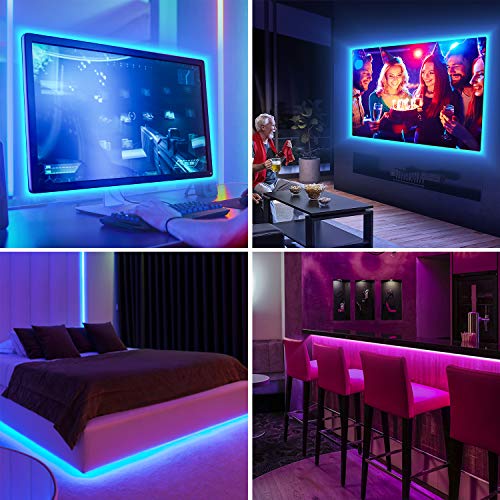 Gosund Tiras Led RGB Inteligente para TV/Gaming, Sincronizar con Música, Compatir con Alexa/Assisant, Control de Voz/Remoto, Multicolo y Brillo Ajustable, IP65-Impermeable, con Autoadhesiva, 2.8Mts