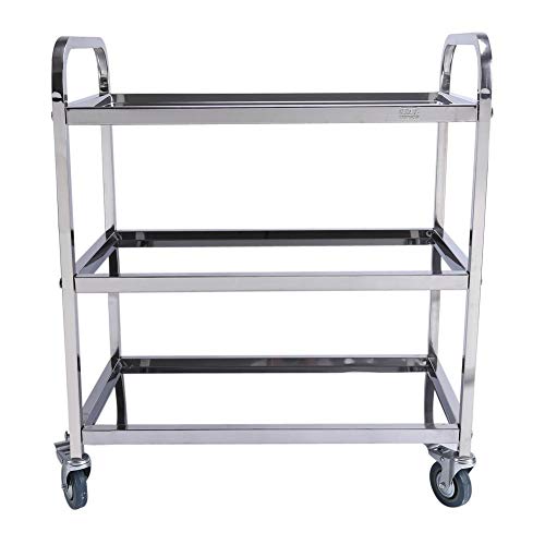 GOTOTOP carros de Cocina Carrito de restauración, carritos de Servicio Profesional con Ruedas para baño Cocina peluquería O estetista, DE Acero Inoxidable, 85 * 45 * 90 cm