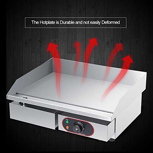 GOTOTOP Plancha Eléctrica de Acero Inoxidable para Encimera Parrilla Comercial y Profesional para BBQ Placa Caliente para Asar Freír Huevos Carne Filete Pasteles Hamburguesas