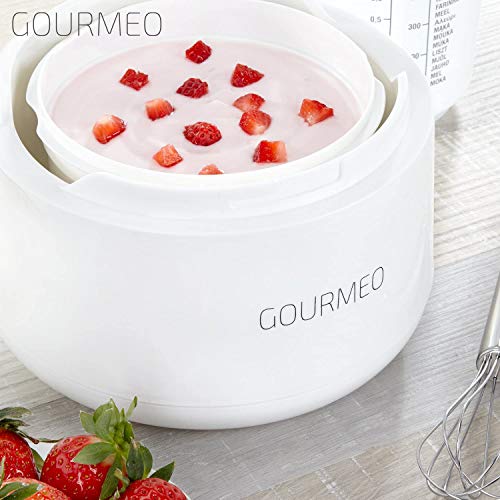 GOURMEO yogurtera de yogur natural premium, yogur de soja, quark, recipiente de un litro, sin corriente eléctrica, de fácil limpieza | máquina para hacer yogur, máquina para preparar yogur,