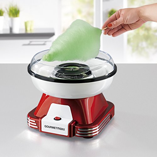 Gourmet Maxx 07329 Máquina de azúcar para casa | Ideal para Cumpleaños infantiles | 500 W | Rojo de color blanco