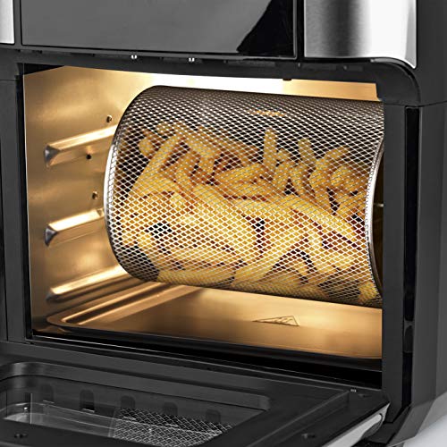 GOURMETmaxx freidora de aire caliente XXL de 12 litros | freidora para freír sin grasa, mini horno con aire circulante de 80-200°C | pantalla táctil y accesorios [acero inoxidable]