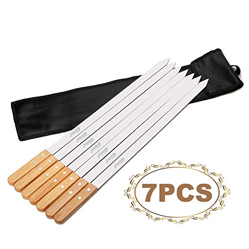 Goutime Grande Pinchos Por Barbacoa,7 Pcs Pinchos De Acero Inoxidable 59 Cm Con Bolsa De Almacenamiento.