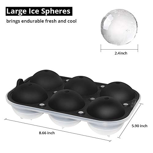 GoZheec Bandeja de Cubitos de Hielo en Forma de Bola, Molde para Hielos de Silicona sin BPA, Moldes de Cubitos de Hielo Esféricos con Embudo para Agua, Cóctel, Whisky, Cerveza (Blanco)