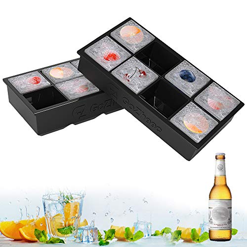 GoZheec Bandeja De Hielo De Silicona, [2 Pack] 16 XL cubitera Hielo Molde para Hielos, Bandeja de Cubitos de Hielo para Congelarse Alimentos para Bebés, Cola,Cócteles Cola Whisky…