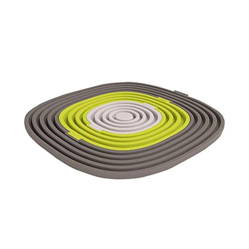 GPWDSN Alfombrilla de Cocina de Silicona multifunción Creativa 3 en 1 Alfombrilla Cuadrada para Taza, Plato, Cuenco, sartén Caliente (Gris + Verde + Blanco)