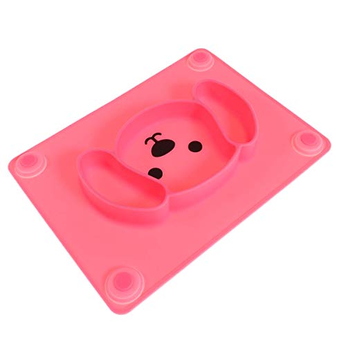 GPWDSN Bandeja de Comedor de Silicona para Cachorros, Ventosa de una Pieza, Plato de Comida, vajilla para bebés, niños, Rojo