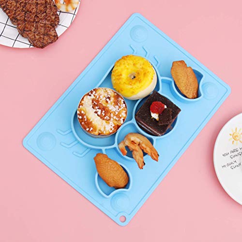 GPWDSN Plato de Silicona para niños pequeños Platos para bebés divididos Mantel Individual Antideslizante Plato de alimentación para niños Plato de Cena para bebés Apto para microondas en lavava