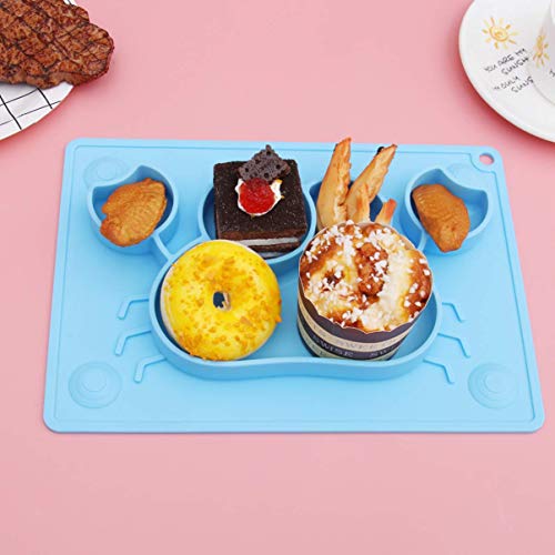 GPWDSN Plato de Silicona para niños pequeños Platos para bebés divididos Mantel Individual Antideslizante Plato de alimentación para niños Plato de Cena para bebés Apto para microondas en lavava