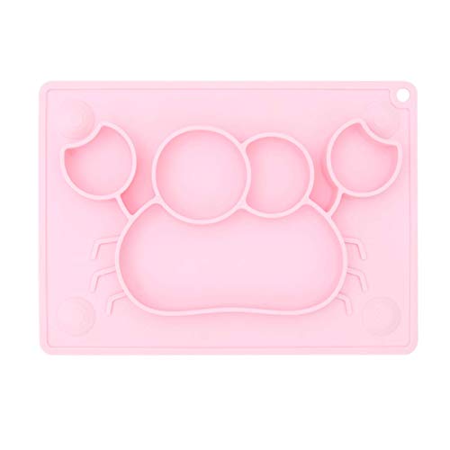 GPWDSN Plato de Silicona para niños pequeños Platos para bebés divididos Mantel Individual Antideslizante Plato de alimentación para niños Plato de Cena para bebés Apto para microondas en lavava