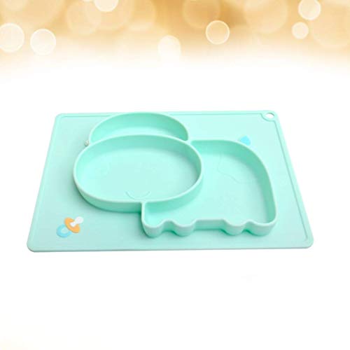 GPWDSN Plato para bebé Platos de Silicona para Vacas Mantel Individual Platos divididos para niños Bebés Niños pequeños Bebés Alimentación Segura Bandejas de Comedor Azul