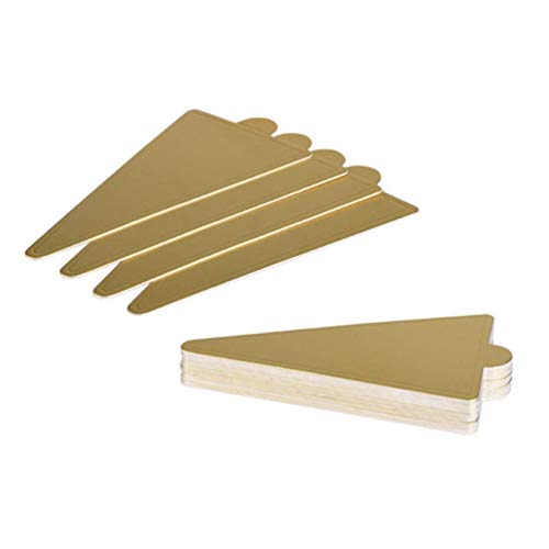 GPWDSN Platos Desechables Triangulares para Tartas con Base de cartón, Bandeja de Papel para Cupcakes para Bodas, Fiestas de Navidad, L + S, 200 Piezas (Dorado)