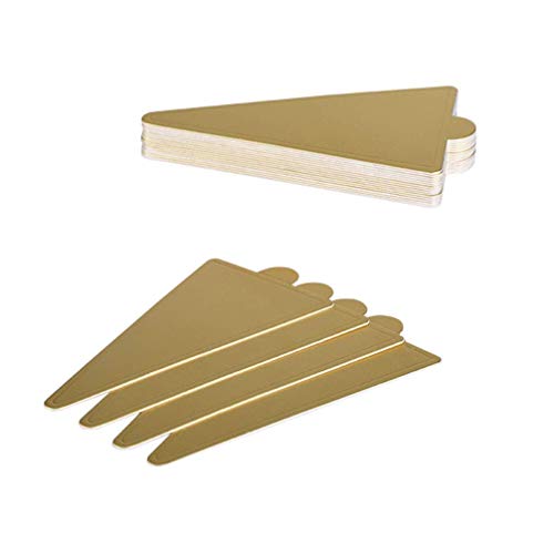 GPWDSN Platos Desechables Triangulares para Tartas con Base de cartón, Bandeja de Papel para Cupcakes para Bodas, Fiestas de Navidad, L + S, 200 Piezas (Dorado)