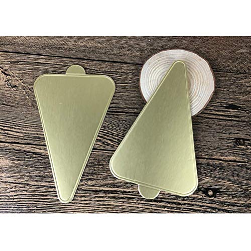 GPWDSN Platos Desechables Triangulares para Tartas con Base de cartón, Bandeja de Papel para Cupcakes para Bodas, Fiestas de Navidad, L + S, 200 Piezas (Dorado)