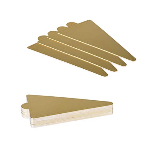 GPWDSN Platos Desechables Triangulares para Tartas con Base de cartón, Bandeja de Papel para Cupcakes para Bodas, Fiestas de Navidad, L + S, 200 Piezas (Dorado)