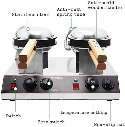 Gpzj Máquina para Hacer gofres de Burbujas, máquina para Hacer gofres para Huevos con Plancha para gofres, máquina para Hacer gofres Doble Comercial, Antiadherente, eléctrica, 220 V-240 V