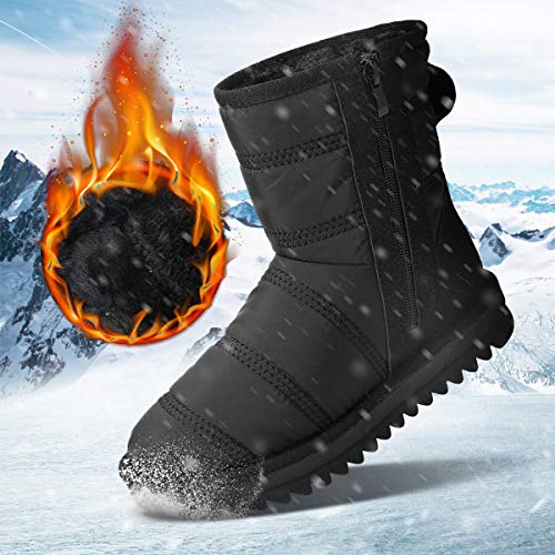 gracosy Botas Nieve Mujer Invierno Antideslizante Forro de Piel Calentitas Botas Peso Ligero Plano Corto Botines Cremallera Casuales Goma Ponibles Botas