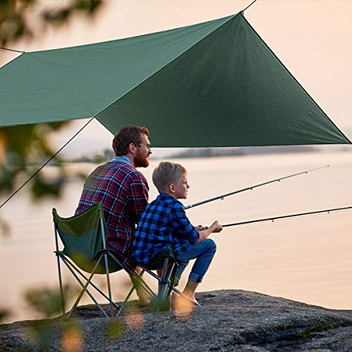 gracosy Lona de Camping Toldo Camping Impermeable Lona de Playa Portátil 240×220cm 420D Tela Oxford Anti-UV Anti-Lluvia Duradero con Clavos de Aluminio y Cuerda