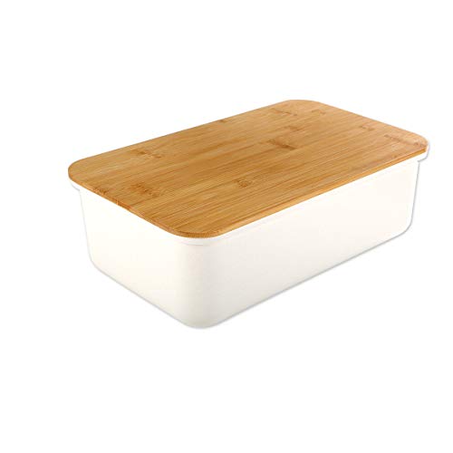 Gräfenstayn® Caja para el Pan con una Tabla de Cortar integrada como Tapa (38,5 x 22 x 13cm) Hecha de bambú/Caja para el Pan de 2 Piezas