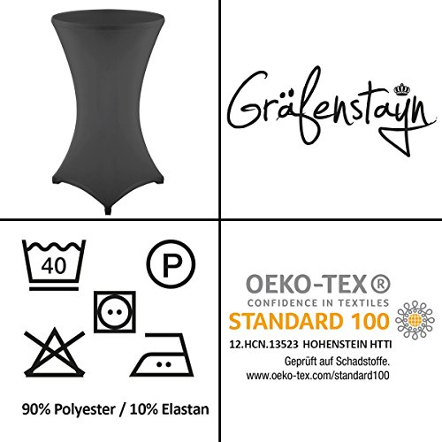 Gräfenstayn® Diana Set de 2 Fundas elásticas para mesas Altas de pie tamaños para un diámetro de Mesa de Ø60 cm • Ø70 cm • Ø80 cm - con Öko-Tex Standard 100 (Negro, Ø 80)