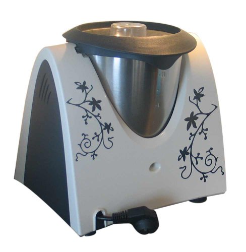 Grafix Ranke VS - Pegatinas de vinilo para Thermomix TM31, diseño de mariposas y flores, color negro y rojo