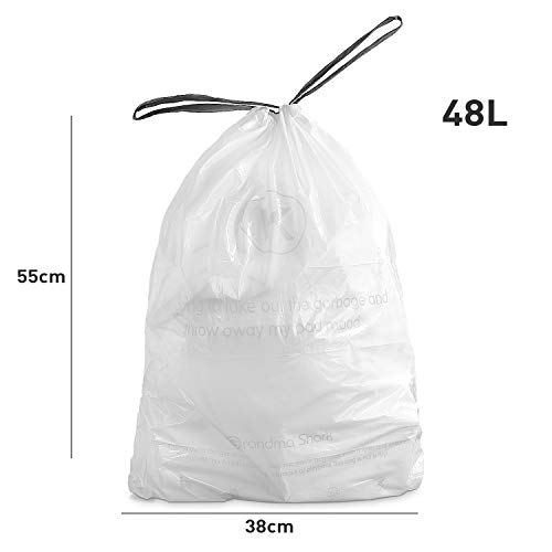 Grandma Shark Blanco Bolsa de basura con cordón 38-48L (90pcs)