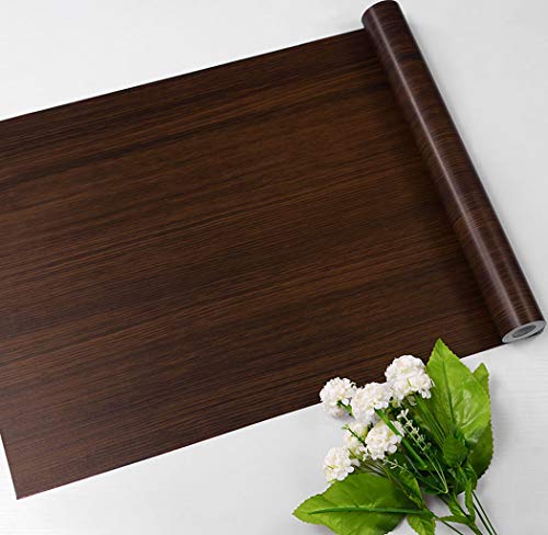 Grano de madera oscura Papel de contacto Decorativo Madera de nogal Look Autoadhesivo Estante Liner Gabinetes de cocina Estantes Etiqueta de la puerta 45 x 200cm