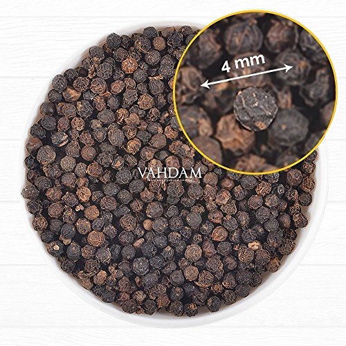 Granos de pimienta negra enteros, pimienta negra premium de alta calidad, 200 g, especias saludables para adelgazar, de las mejores plantaciones de pimienta negra del mundo, de la India