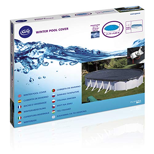 Gre CIPROV611 - Cobertor de Invierno para Piscina Ovalada o en Forma de Ocho de 610 x 375 cm, Color Negro