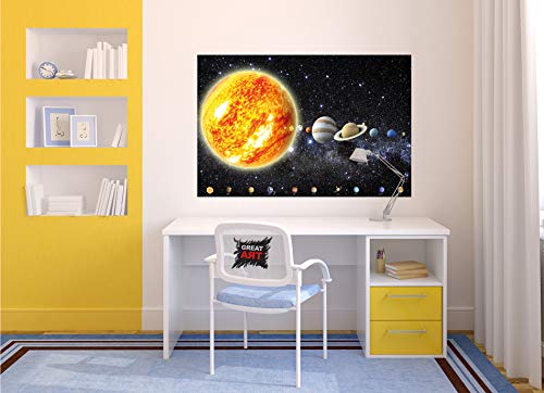 GREAT ART Juego de 2 carteles XXL - Tierra y Sistema Solar - cada uno la Luna universo astronomía Vía Láctea decoración mural cartel de la pared foto de pared planetas (140 x 100 cm)