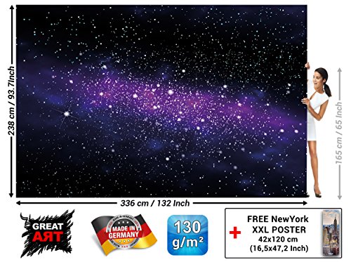 GREAT ART Mural De Pared Cuarto De Los Niños – Gran Galaxia Estrellas – Vía Láctea Espacio Universo Cosmos Space Foto Papel Pintado Y Tapiz Y Decoración (336 x 238 cm)