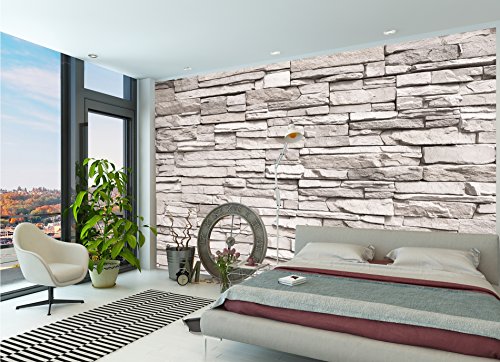 GREAT ART Mural De Pared – Muro de Piedra Blanca – Revestimiento de Paredes de diseño Industrial, Muro de Piedra Natural Foto Papel Pintado Y Tapiz Y Decoración (336 x 238 cm)