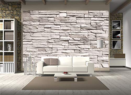 GREAT ART Mural De Pared – Muro de Piedra Blanca – Revestimiento de Paredes de diseño Industrial, Muro de Piedra Natural Foto Papel Pintado Y Tapiz Y Decoración (336 x 238 cm)