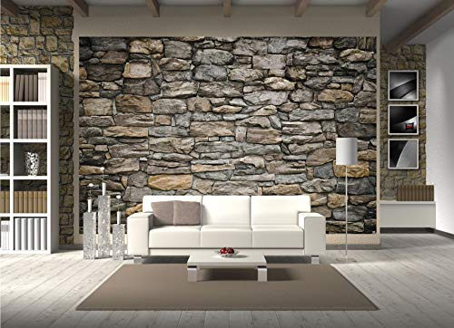 GREAT ART Mural De Pared – Muro De Piedra Gris – Mural Revestimiento De Paredes Mirada De Piedra Patrón De Piedra Tapiz Foto Papel Pintado Y Tapiz Y Decoración (336 x 238cm)