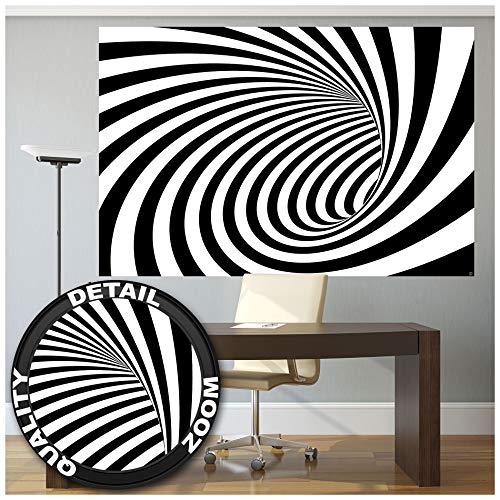 GREAT ART Mural De Pared – Túnel De Efecto Doppler En Blanco Y Negro – Moderno Abstracto Espiral Ilusión Óptica Foto Papel Pintado Y Tapiz Y Decoración (210 X 140 Cm)