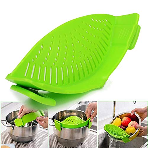 Green Food Grade Silicone Pot Pan Bowl Embudo Colador Cocina Arroz Lavado Coladores Accesorios de cocina Gadgets Herramientas de cocina