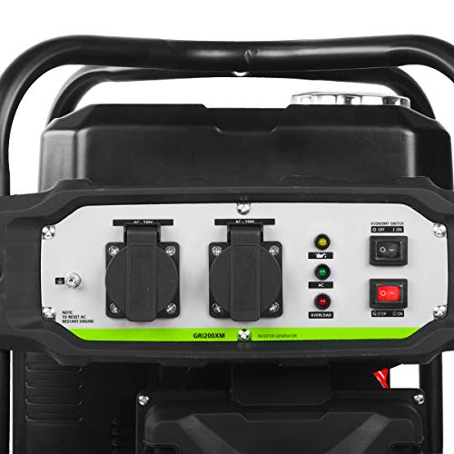 GREENCUT GRI200XM - Generador eléctrico de gasolina inverter motor 4 tiempos 119cc con salida 2kw