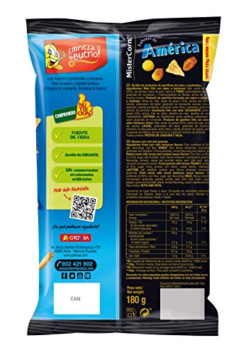 Grefusa 109849 - MisterCorn América | Cocktail de Frutos Secos con Sabor a Salsa Sweet Carolina - 180 gr