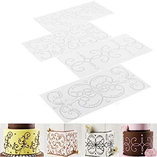 Gresunny 10pcs Estera impresión Fondant tapete de impresión de Fondant Textura Mat Rejilla Transparente moldes de repostería de plástico en Relieve para decoración de Pasteles Chocolate Galleta