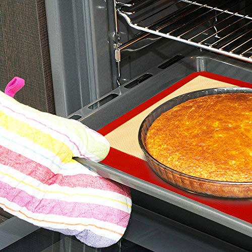 Gresunny 2 Piezas Tapete de Silicona para Hornear Alfombrillas Estera para Hornear Antiadherente lámina de Horno Reutilizables Papel de Horno Bandejas para Hornear con Cepillo y Espátula