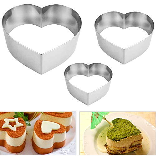 Gresunny 3 Piezas Cortadores de Galletas Corazon Moldes para Galletas Acero Inoxidable Juego de Círculo Mousse Cortador de repostería para San Valentín para Hornear DIY Pastel Fondant Masa Hojaldre