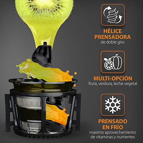 GRIDINLUX. Juice Nature. Prensadora en Frío, Exprimidor, Licuadora. Extractor de Zumos y Jugos, 8 programas, Fruta Entera, Fácil Limpieza, Silenciosa, Dieta Detox, Accesorios y Recetario